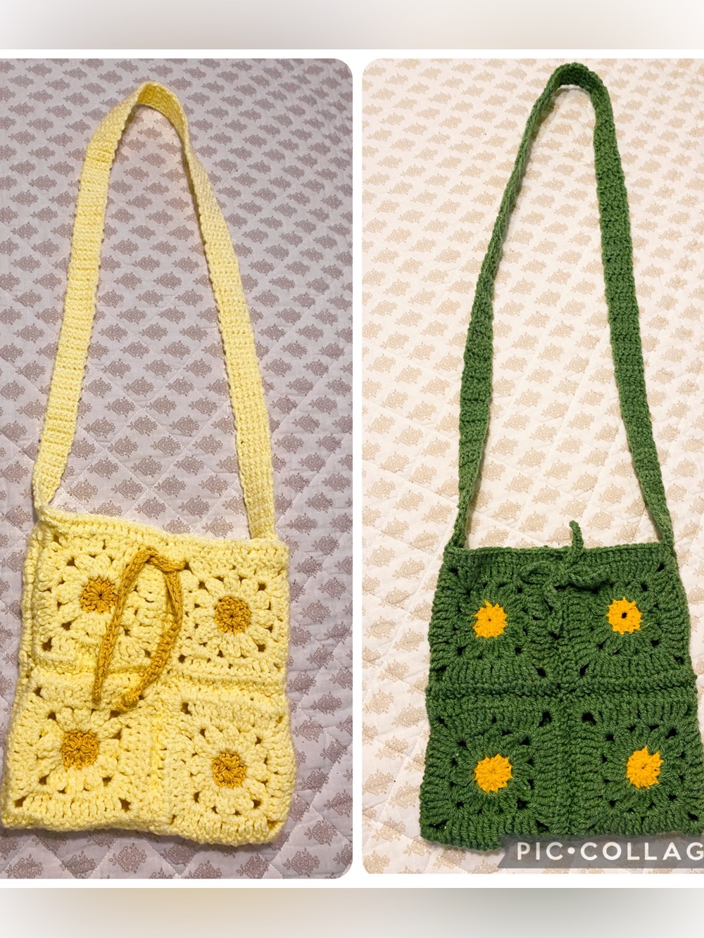 Yellow & Green Crochet Shoulder Bag
